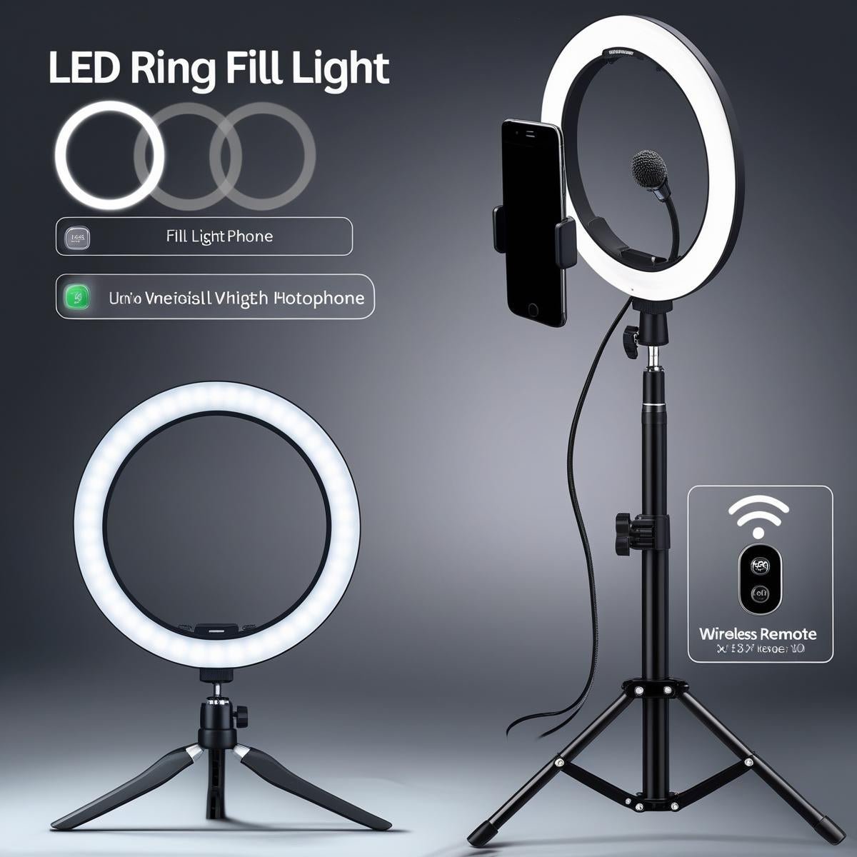 Anneau Lumineux LED avec Trépied et Télécommande, idéal pour les vidéos YouTube et TikTok