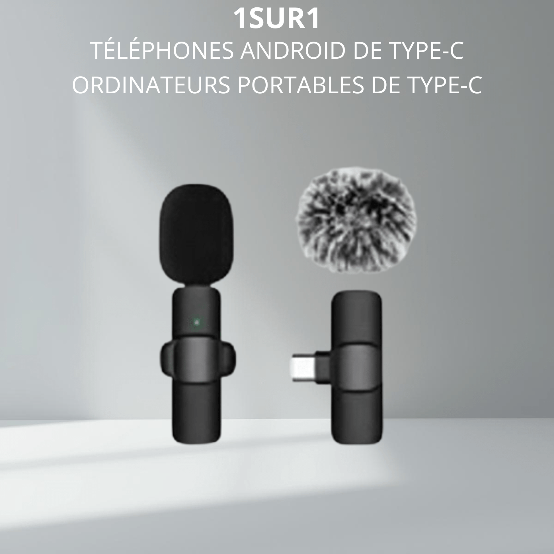 Microphone cravate sans fil USB Type-C, compatible Android et PC, pour streaming et vlogging