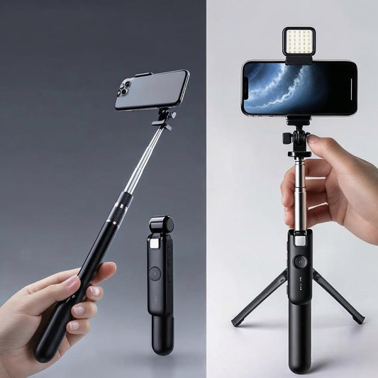 Trépied extensible et Perche Selfie Bluetooth pour téléphone, Créateur Vidéo TikTok et Vlogging
